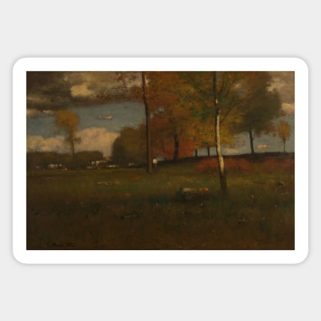 Near the Village, October by George Inness Sticker by Classic Art Stall